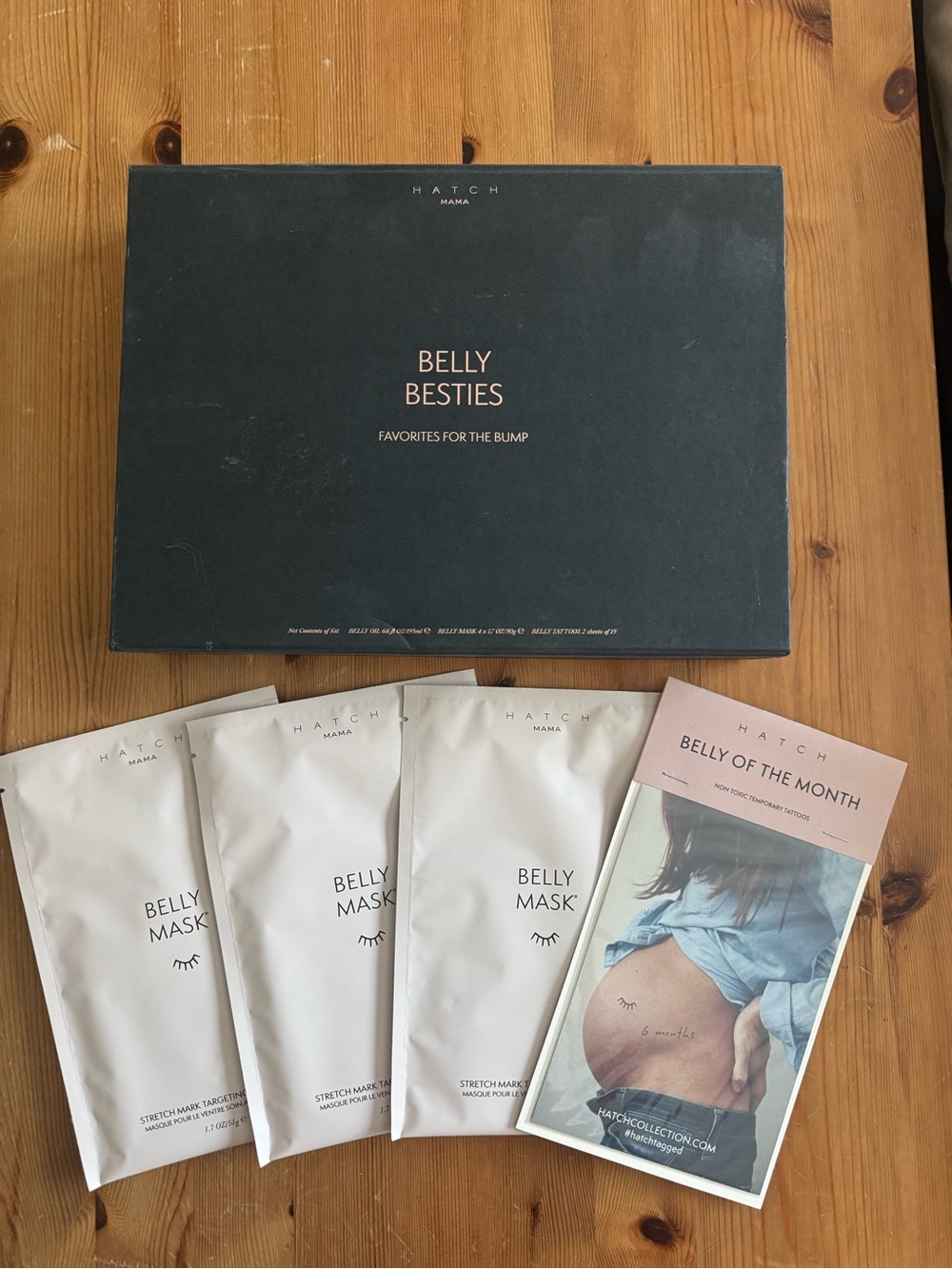 HATCH MAMA belly besties box set 3 stretch mark targeting sheet masks + tattoos